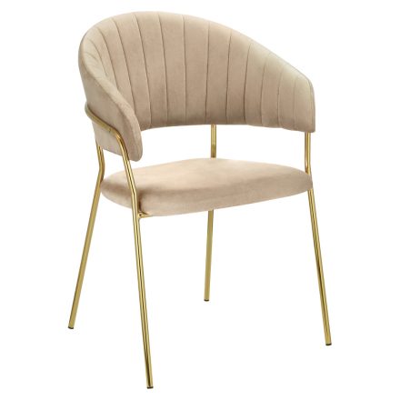 Design étkezőszék, bézs Velvet szövet/gold króm arany, DASMIN NEW TYP 1