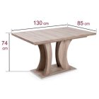 BEL-DM fa asztallapos étkezőasztal 130+40x85 Sonoma tölgy