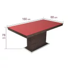 Üveglapos asztal piros 160 Sonoma T17216-1-58