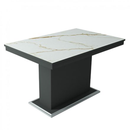 Üveglapos asztal bézs márvány 120 Matt sötétszürke T23250-2-6591