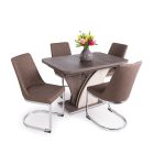 Fa asztallapos étkezőasztal Fehér - Matt sötétszürke T24767-2-6669