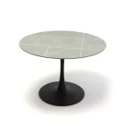 Kör asztal 110 cm Szürke márvány Fekete T27715-2-6912