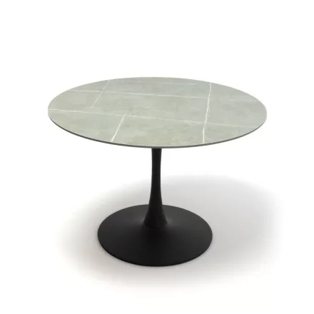 Kör asztal 110 cm Szürke márvány Fekete T27715-2-6912
