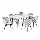 AL-DM Fa étkezőasztal fekete lábbal Rusztik fehér