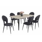 AL-DM Fa étkezőasztal fekete lábbal Rusztik fehér