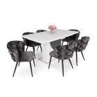 Fa étkezőasztal Artisan tölgy-Matt sötétszürke T28816-2-7001