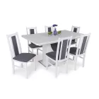 Fa étkezőasztal Rusztik fehér – Matt sötétszürke T28816-2-7002