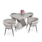 Fa étkezőasztal 120+40x80 Justus tölgy-Iszap tölgy T28817-2-7005