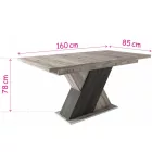 Fa étkezőasztal 160+40x85 Katthult-Sötét katthult T28818-2-7010