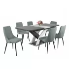 Fa étkezőasztal Matt sötétszürke-Rusztik fehér T28820-2-7017