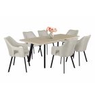 LI-DM Fa étkezőasztal fekete lábbal Fehér tölgy