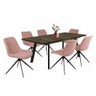 LI-DM Fa étkezőasztal fekete lábbal Fehér tölgy