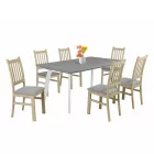 LI-DM Fa étkezőasztal fehér lábbal Frizo szürke