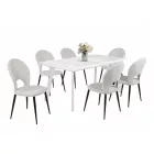 LI-DM Fa étkezőasztal fehér lábbal Rusztik fehér