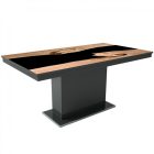 MFLP-DM Üveg étkezőasztal Magasfényű antracit - Epoxy artisan fekete