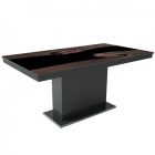 MFLP-DM Üveg étkezőasztal Magasfényű antracit - Epoxy iszap tölgy fekete