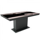 MFLP-DM Üveg étkezőasztal Magasfényű antracit - Epoxy san remo fekete