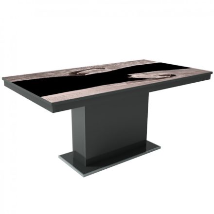 MFLP-DM Üveg étkezőasztal Magasfényű antracit - Epoxy san remo fekete