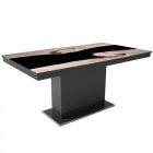 MFLP-DM Üveg étkezőasztal Magasfényű antracit - Epoxy sonoma fekete