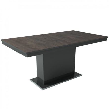 MFLP-DM Üveg étkezőasztal Magasfényű antracit - Iszap tölgy