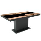 MFLP-DM Üveg étkezőasztal Magasfényű antracit - Latte