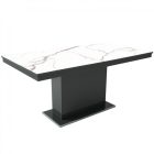 MFLP-DM Üveg étkezőasztal Magasfényű antracit - Fehér márvány