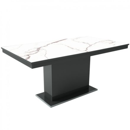 MFLP-DM Üveg étkezőasztal Magasfényű antracit - Fehér márvány