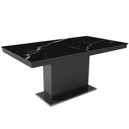 MFLP-DM Üveg étkezőasztal Magasfényű antracit - Fekete márvány