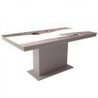 MFLP-DM Üveg étkezőasztal Magasfényű cappuccino - Epoxy san remo fehér