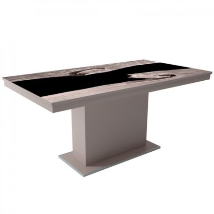 MFLP-DM Üveg étkezőasztal Magasfényű cappuccino - Epoxy san remo fekete