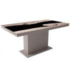 MFLP-DM Üveg étkezőasztal Magasfényű cappuccino - Epoxy sonoma fekete