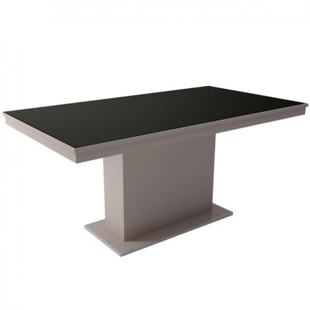 MFLP-DM Üveg étkezőasztal Magasfényű cappuccino - Fekete