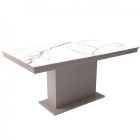 MFLP-DM Üveg étkezőasztal Magasfényű cappuccino - Fehér márvány