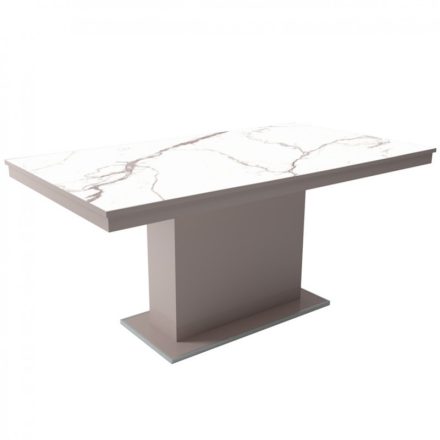 MFLP-DM Üveg étkezőasztal Magasfényű cappuccino - Fehér márvány