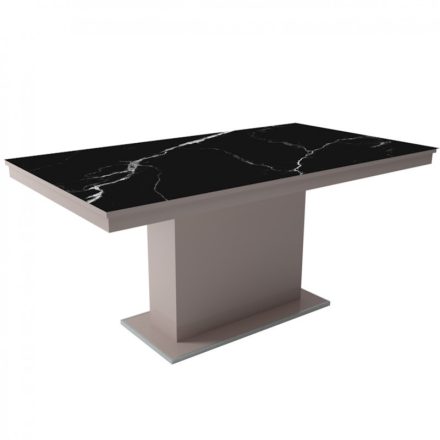 MFLP-DM Üveg étkezőasztal Magasfényű cappuccino - Fekete márvány