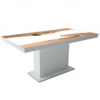 MFLP-DM Üveg étkezőasztal Magasfényű fehér - Epoxy artisan fehér