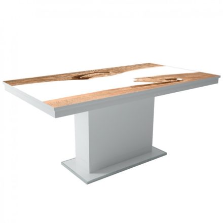 MFLP-DM Üveg étkezőasztal Magasfényű fehér - Epoxy artisan fehér