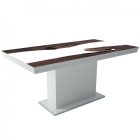 MFLP-DM Üveg étkezőasztal Magasfényű fehér - Epoxy iszap tölgy fehér