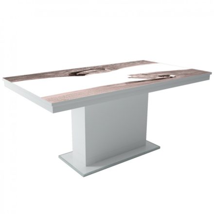 MFLP-DM Üveg étkezőasztal Magasfényű fehér - Epoxy san remo fehér