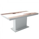 MFLP-DM Üveg étkezőasztal Magasfényű fehér - Epoxy sonoma fehér