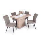 MFLP-DM Üveg étkezőasztal Magasfényű fehér - Epoxy sonoma fehér