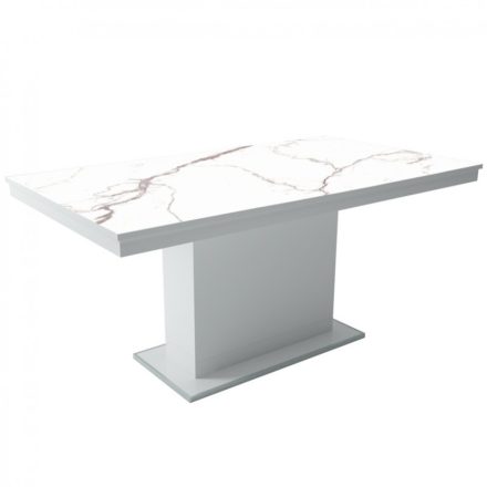 MFLP-DM Üveg étkezőasztal Magasfényű fehér - Fehér márvány