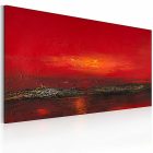 Kézzel festett kép - Vörös naplementét a tengeren