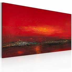 Kézzel festett kép - Vörös naplementét a tengeren