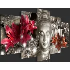 Kép - Buddha piros virágokkal