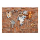 Fotótapéta -  Modern világtérkép téglamintás háttérrel