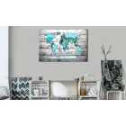 Kép - Kék térkép szürke deszka mintán