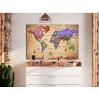 Kép - Barna hátterű színes világtérkép (1 darabban)