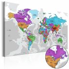 Kép - Színes világtérkép ország- és városnevekkel