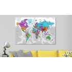 Kép - Színes világtérkép ország- és városnevekkel